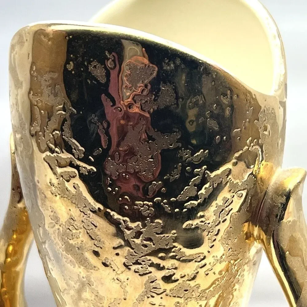 24k Weeping Gold Double Handled 9” Vase ~ Made In USA